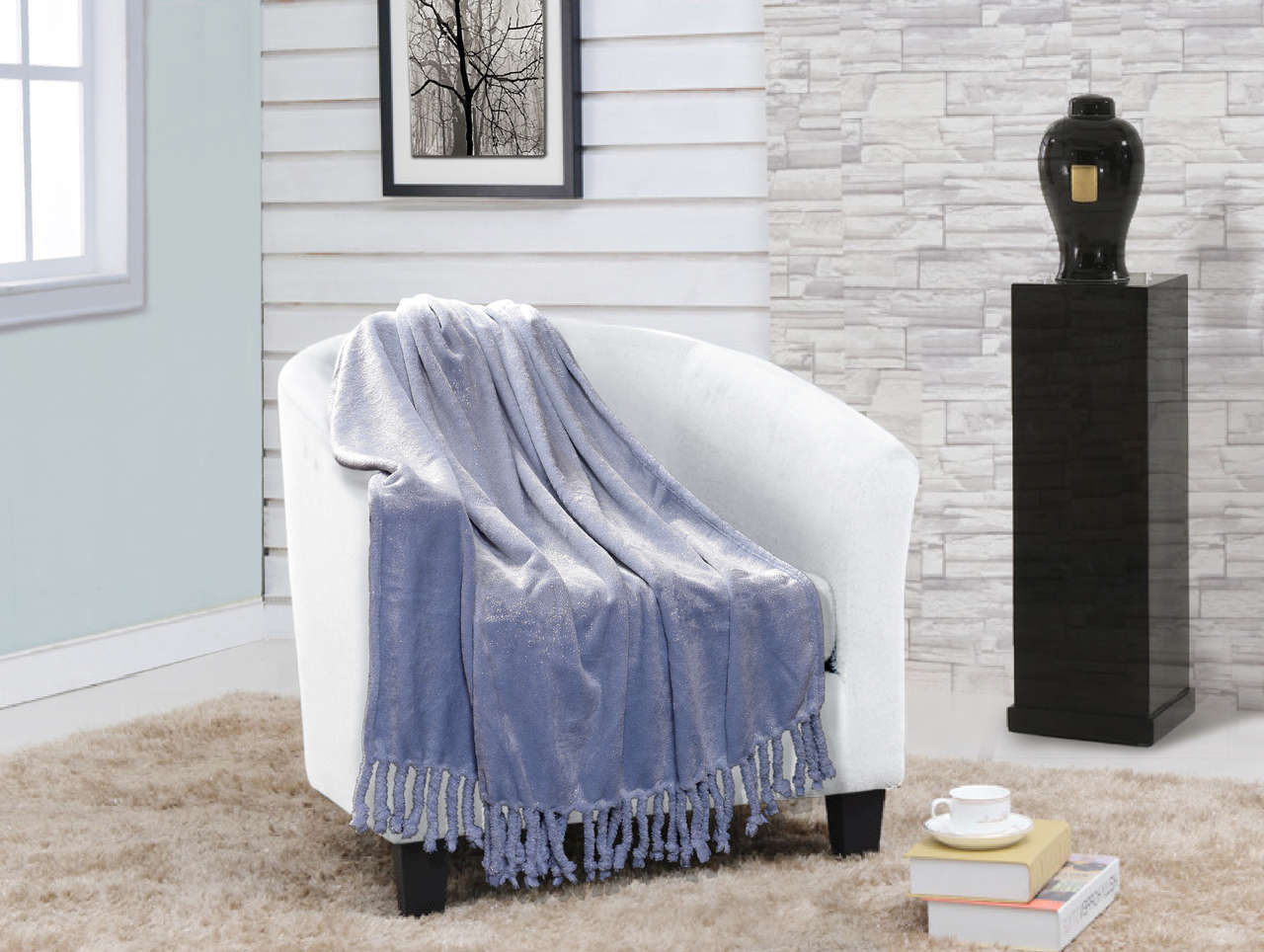 Glod Stamp Flannel Throw #SH1504
