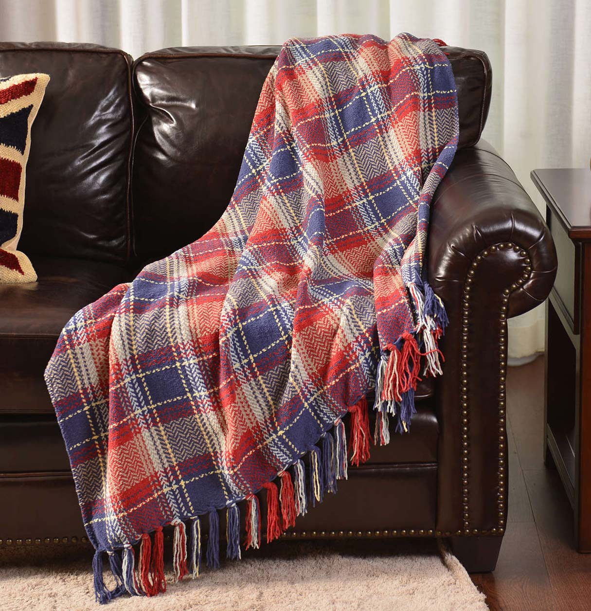 Chenille Plaid Throw #SH1111