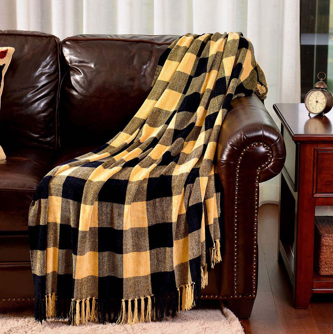 Chenille Plaid Throw #SH1112