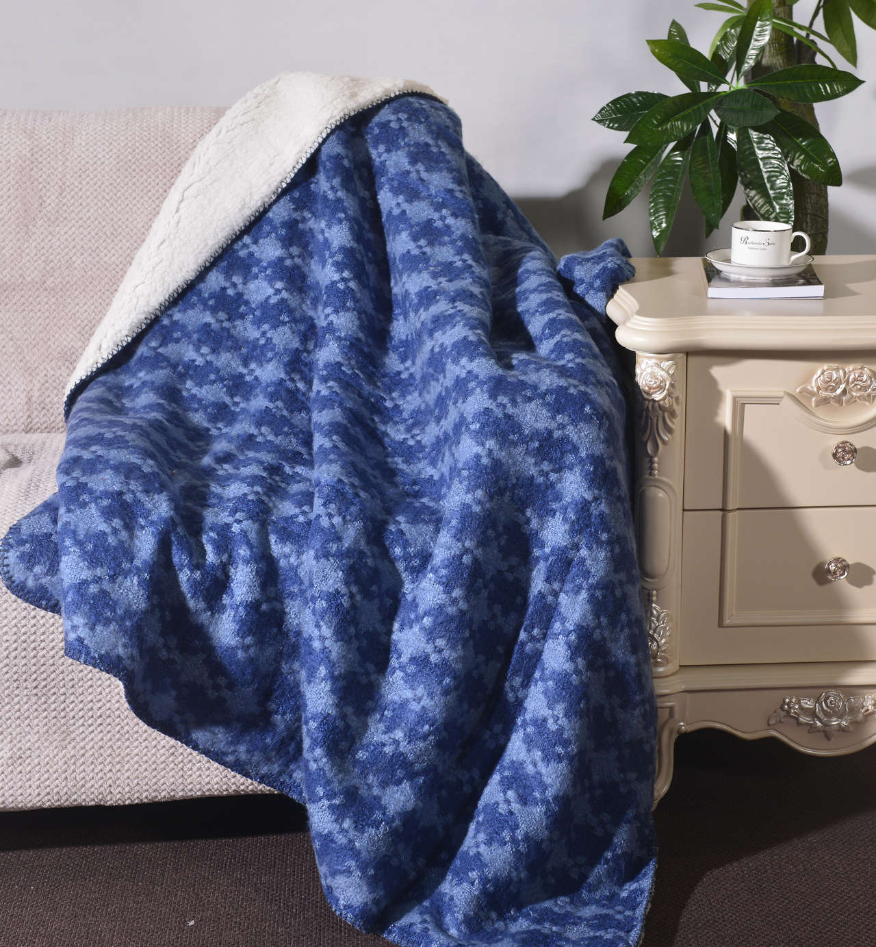 Mohair Blanket With Sherpa Backing #BL0009