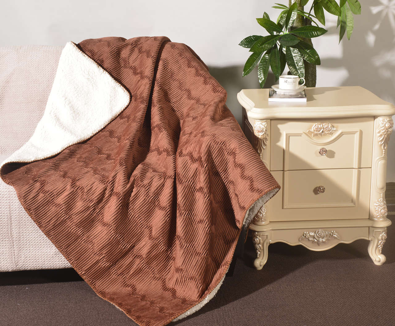 Velvet Pressed Blanket With Sherpa Backing #BL0500