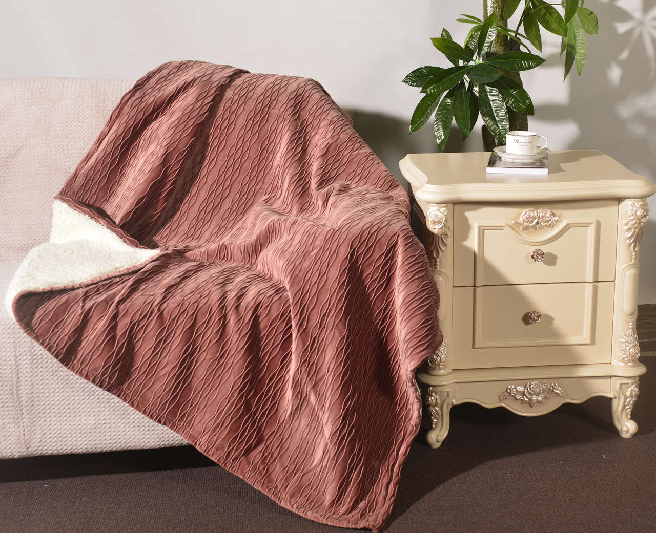 Velvet Pressed Blanket With Sherpa Backing #BL0503