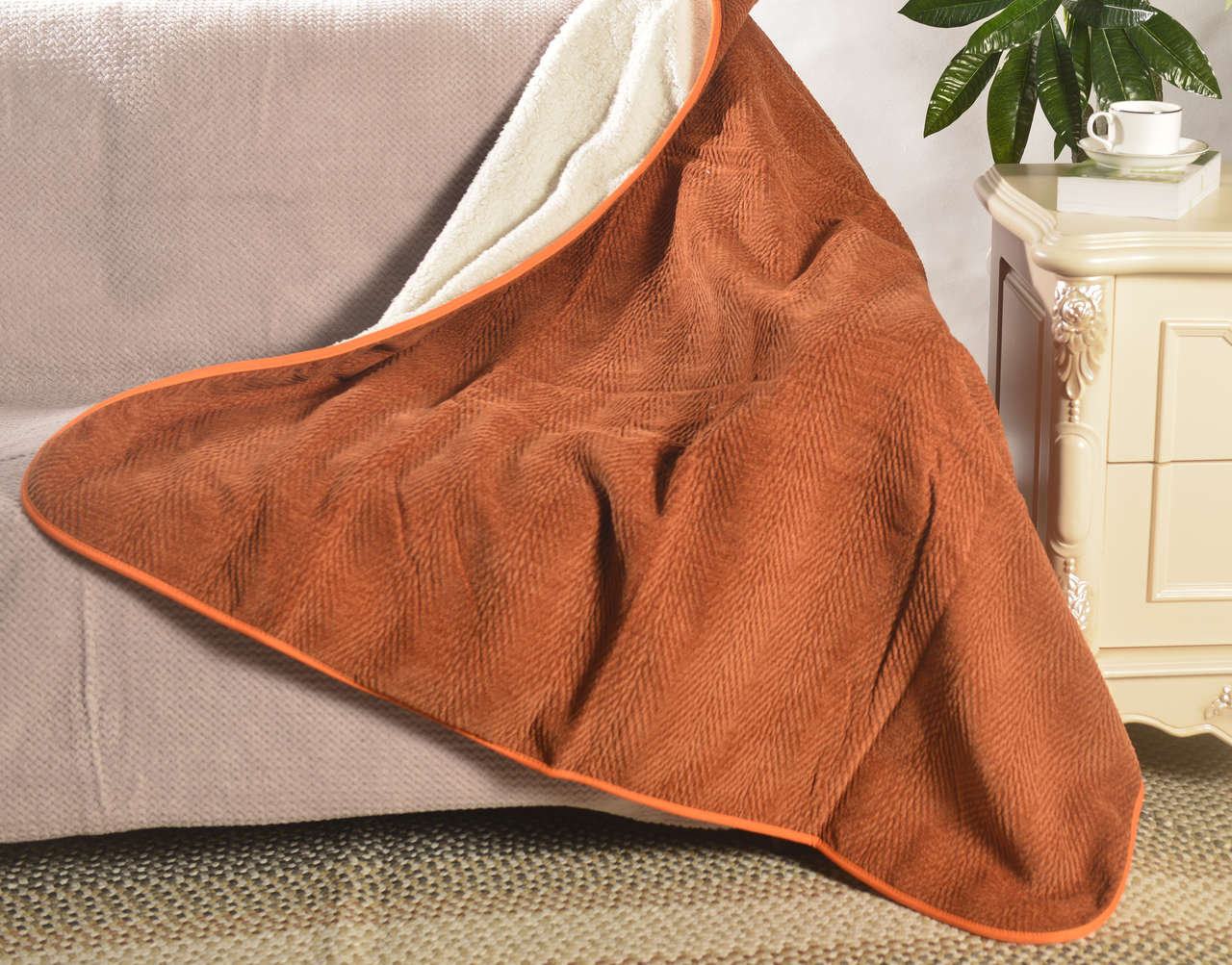 Velvet Pressed Blanket With Sherpa Backing #BL0505