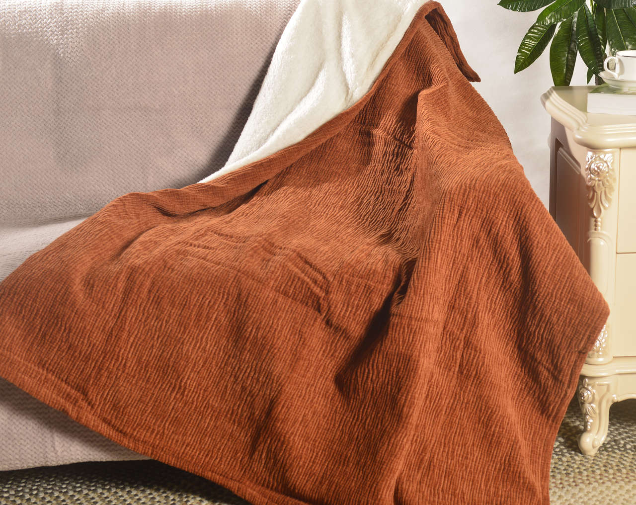 Velvet Pressed Blanket With Sherpa Backing #BL0506