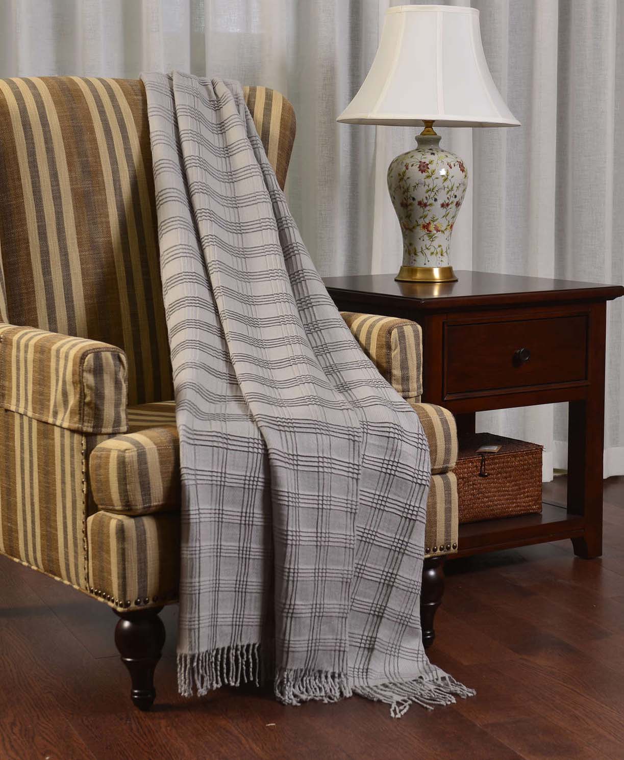 Acrylic Crinkle Plaid Shawl #SH0140