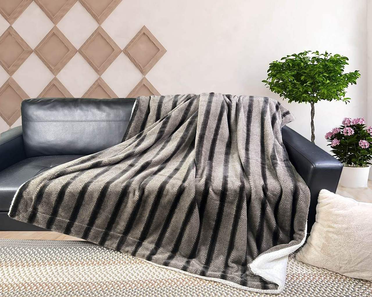 Printed Faux Rabbit Fur Blanket