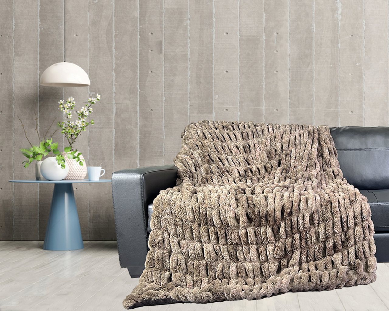 Bubble Faux Rabbit Fur Blanket